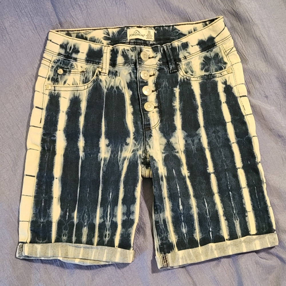 Jordache Blue and White Tie-Dye Denim Shorts Youth